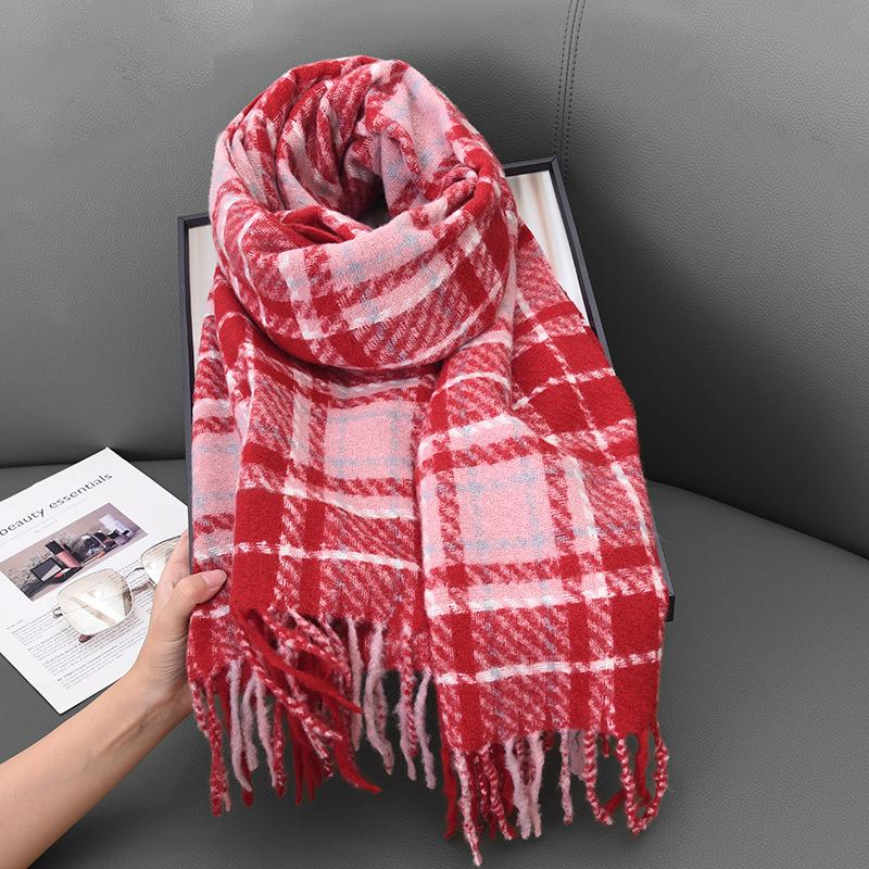 Khăn Quàng quàng cổ kẻ sọc, Hàng mới về xuyên biên giới, Khăn choàng tua rua giống cashmere, Thích hợp cho mùa thu và mùa đông, Khăn Quàng quàng cổ dày dặn, tạo không khí cho cặp đôi, 2024 3