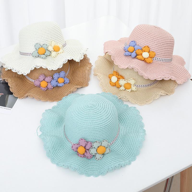 Product Introduction of Summer Children's Sun Hat Straw Hat Girls Big Brim Sun-Proof Sun Hat Parent-Child Beach Hat Female Hat Bag Suit 7