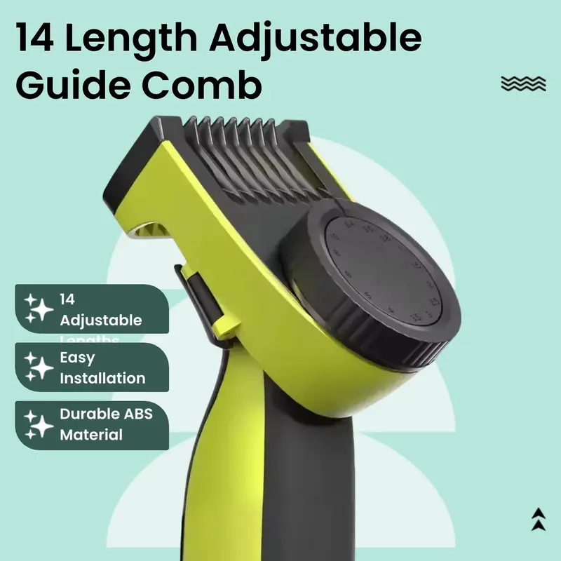 14 Adjustable Lengths Comfort Replacement Guide Comb, Electric Smooth Nose Hair Trimmer Shaver Head Blade Accessory Compatible with Oneblade Qp2520 Qp2530 Qp2620 Qp2630, Shaving Products, Showerproof Cordless Shaver, Smooth 1