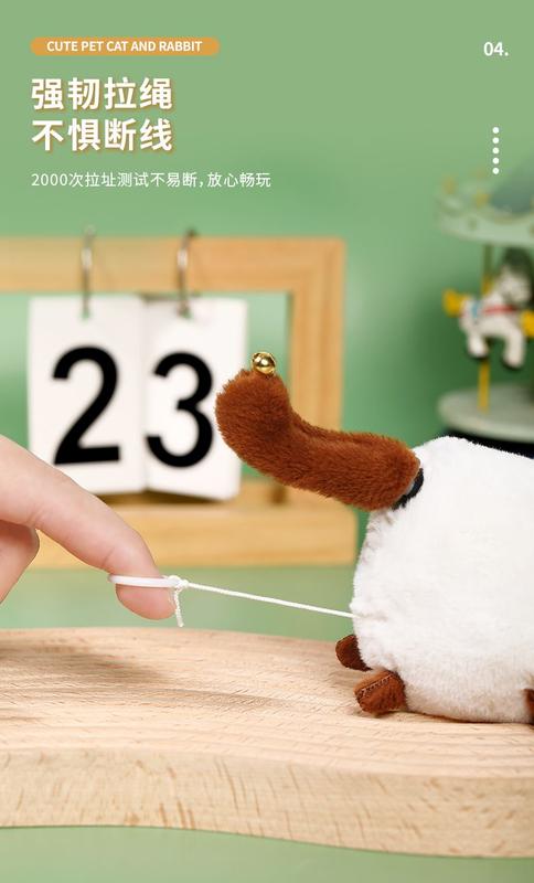 Product Introduction of Z091 Tail-Shaking Toy Cute Cat Plush Doll Drawstring Cute Cartoon Doll with Moving Sound Drawstring Circle 9