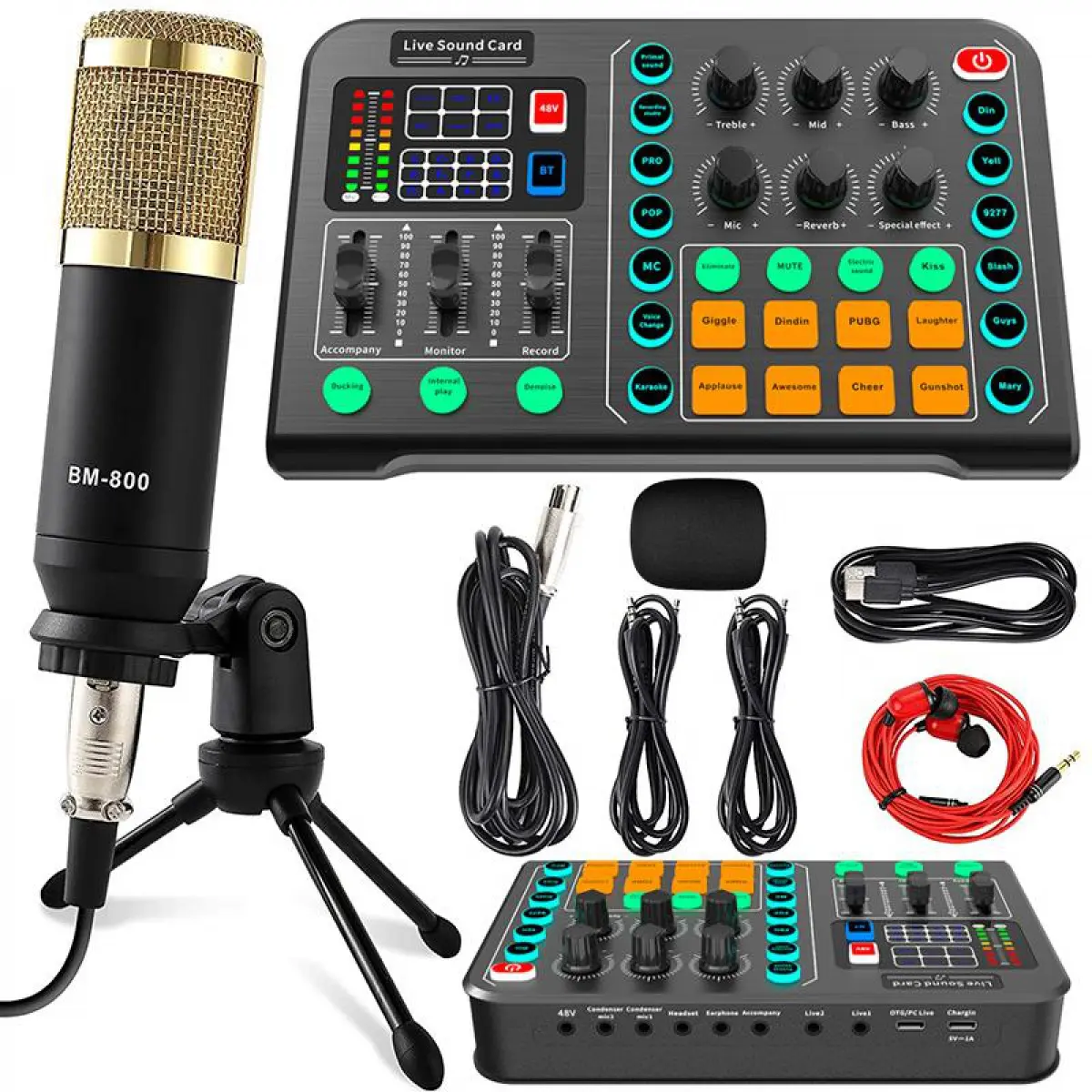 Mikrofon Pickup Kardioid Profesional, Sesuai untuk Podcast, Pengadun Audio Mudah Alih, Penyiaran Langsung, Permainan, Bluetooth PC, Untuk Lelaki, dengan Mikrofon Suara Fon Telinga, untuk Lelaki Mic