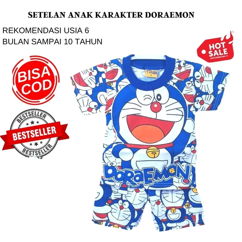 Setelan Anak Doraemon Lengan Pendek 1
