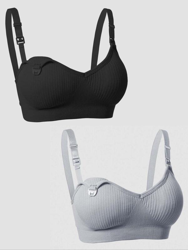 Women's Solid Wireless Bra, Casual Adjustable Strap Nursing Bra, Maternity Bra for Pregnancy & Postpartum, Women's Lingerie for All Seasons 4