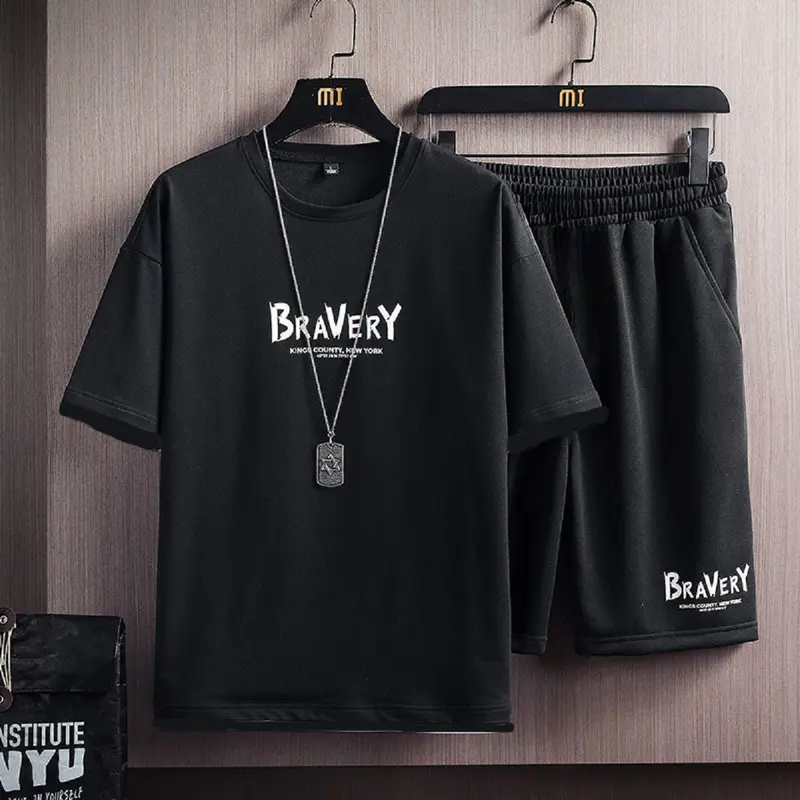 Bộ quần áo nam thể thao thun lạnh co dãn nhanh khô in chữ Ground Menswear 6