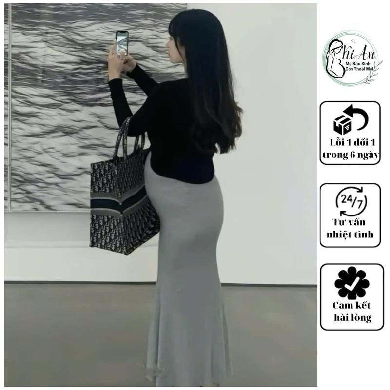 Chân Váy Bầu Cao Cấp KIAN 80 chất thun lạnh mềm mại, váy bầu thiết kế đuôi cá sang chảnh, chân váy bầu công sở, mặc đi làm, đi chơi thoải mái Đầm Bầu Voi