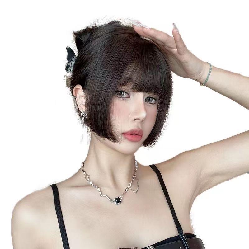Product Introduction of Wig Female Bangs Artificial Sweet Cool Princess Cut Wig Set Natural Forehead Bangs Head Weft Square round Face Fake Bangs 3