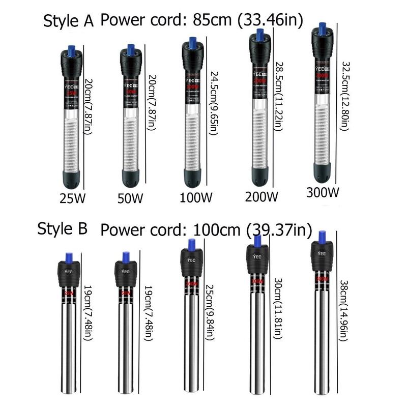 Product Introduction of Fish Tank Thermostat 25-300W Fish Tank Heating Rod Stainless Steel Glass Aquarium Heater Constant Temperature Adjustable Submersible Heater for Turtles/Fishes 10