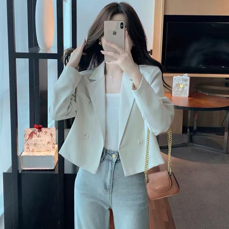 Áo Khoác Vest Ngắn, Phong Cách Cổ Điển, Dành Cho Nữ, Bộ Sưu Tập Mùa Xuân 2024, Phong Cách Phương Tây, Cỡ Nhỏ Cạp Cao, Áo Dài Tay Thanh Lịch 0