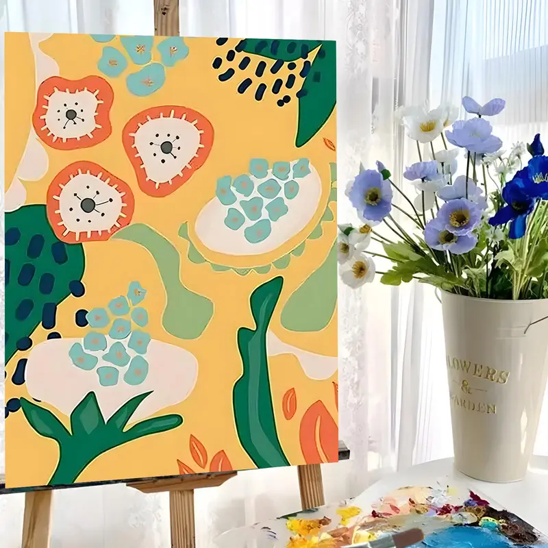 Cartoon Pattern DIY Painting Kit without Frame, 1 Set DIY Painting By Numbers Kit, Wall Art Decoration for Home Living Room Bedroom 2
