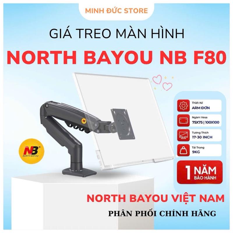 Giá treo màn hình máy tính North Bayou NB F80 - Phiên bản Mới Đế Mỏng arm