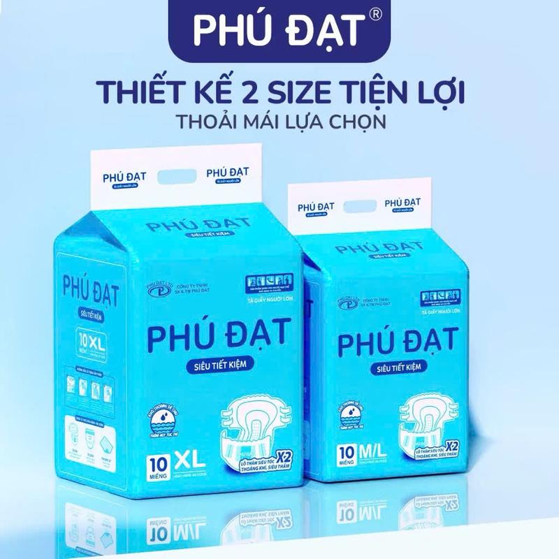 tã người lớn Tã Dán người già bỉm trần PHÚ ĐẠT 10miếng size M L từ 40_80kg siêu tiết kiệm, tả mềm Cho Bé