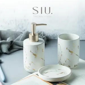 Set of 3 Tempat Sabun Marmer / Aksesoris Kamar Mandi Marble keramik