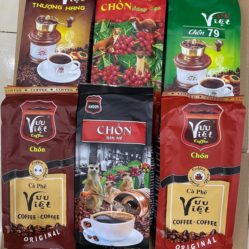 Combo 3kg cà phê hương chồn thượng hạng + ưu việt đỏ nâu ,79 ban mê ,sáng tạo