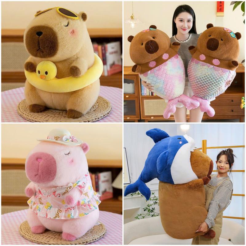 Gấu Bông Capybara Mũi CHẢY kéo chậm cộng Đeo Phao Vịt đáng iu capybara