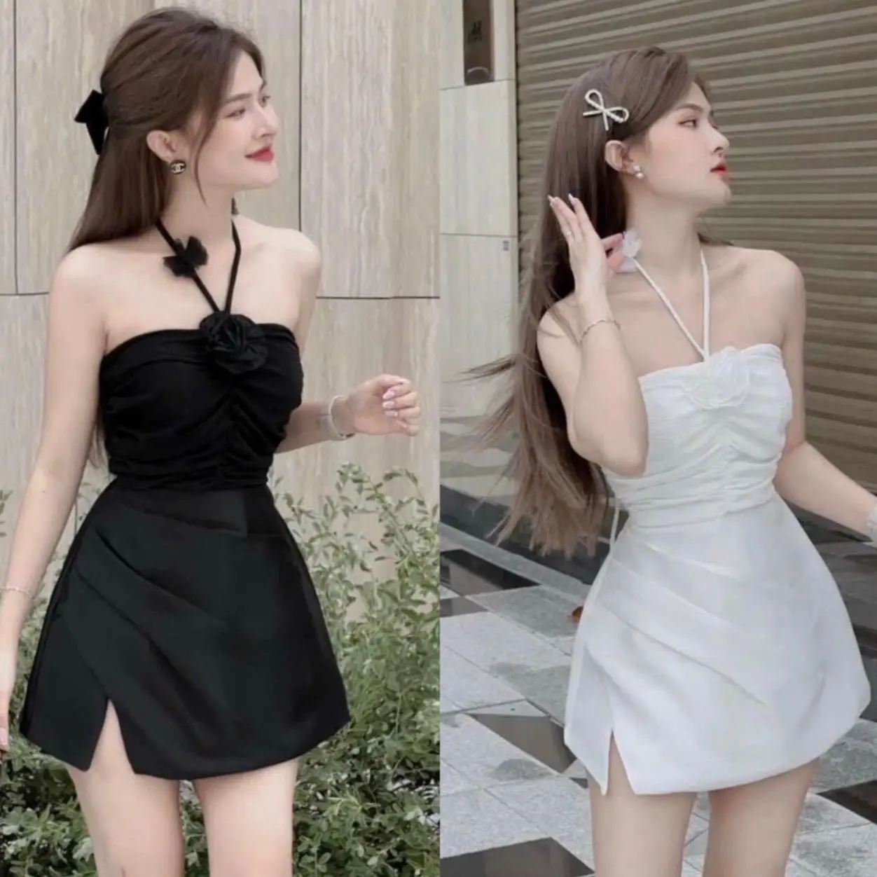 Áo kiểu hai dây 2s đính bông dáng crt, kiểu dáng hottrend