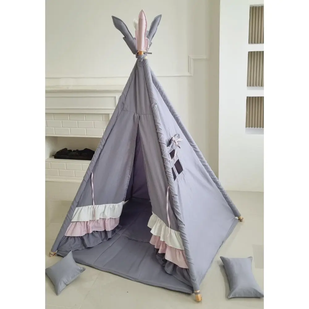 Tenda Teepee Tent Indian Anak Plus Matras Model Ruffle - TPT 051
