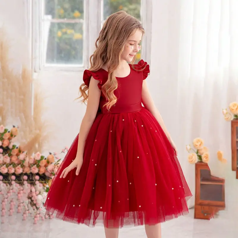 Red Christmas Girls Princess Dress 3-7Yrs Baby Girl Clothes 1st Birthday  Party Tutu Gown Newborn Bow Beading Wedding Kid Costume - TikTok Shop  Philippines
