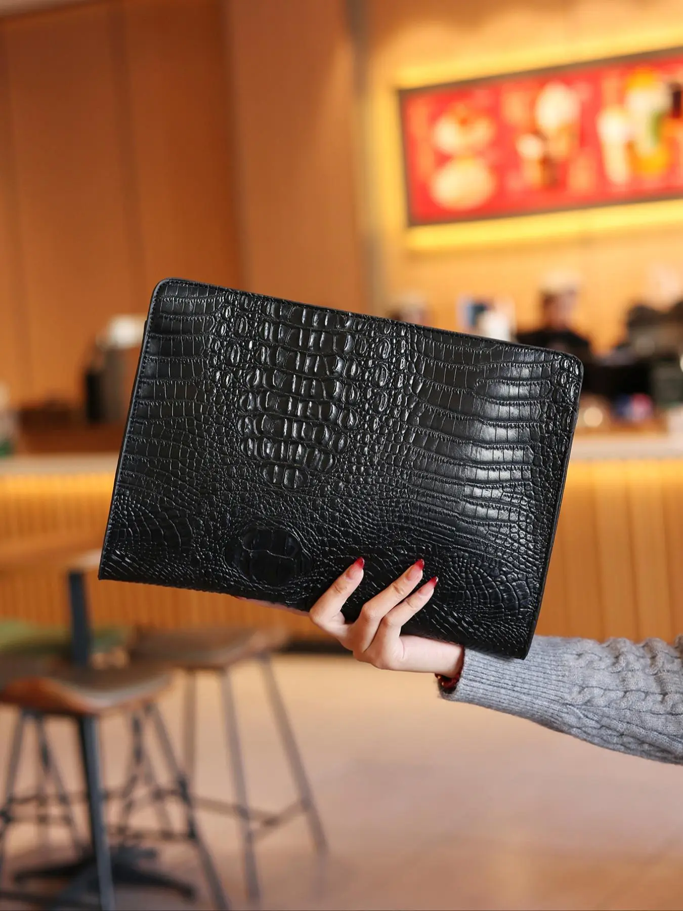 Fashion Crocodile Embossed Clutch, Casual Business Envelope Clutch for Men, Simple Elegant Bag for Daily Use