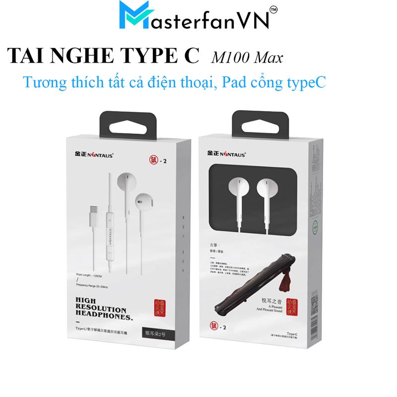 Tai Nghe Có Dây Chân Type C M100 Max Cho ip 15 16 Android Âm Thanh Tuyệt Hảo Hỗ Trợ Mic Nghe Gọi Đầy Đủ