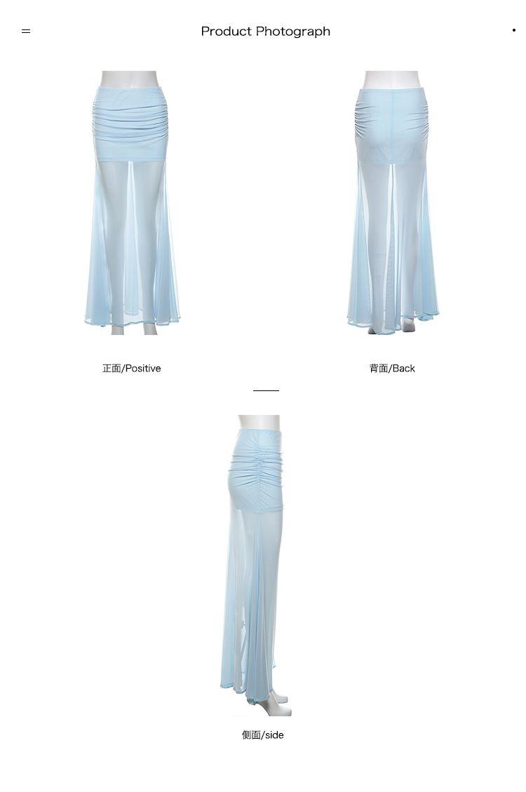 Product Introduction of 2025cutenew Sweet Cool Wind Mist Elegant Light Yarn All-Match Fishtail Skirt Women's Zip Tube Top Slimming Vest Short Top 8