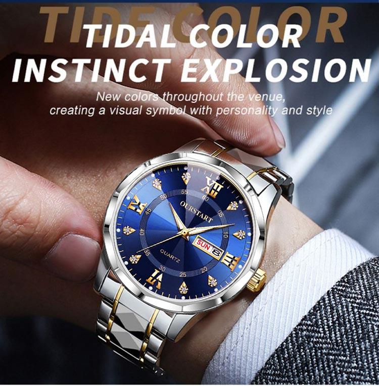 Product Introduction of Luminous Diamond Faceted Watch, Waterproof with Automatic Lighting and Date Display, Comes with a Meter Adjuster and Gift Box 18