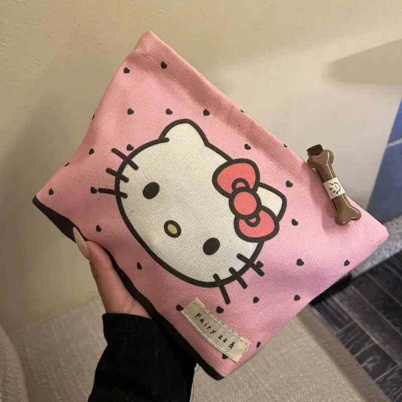 Túi Đựng Mỹ Phẩm, Thiết Kế Hello Kitty Ngọt Ngào, Dung Tích Lớn, Cầm Tay, Túi Đựng Đồ Có Lớp Lót, Thích Hợp Đi Du Lịch, Có Ngăn Đựng Tai Nghe Và ví đựng tiền Xu