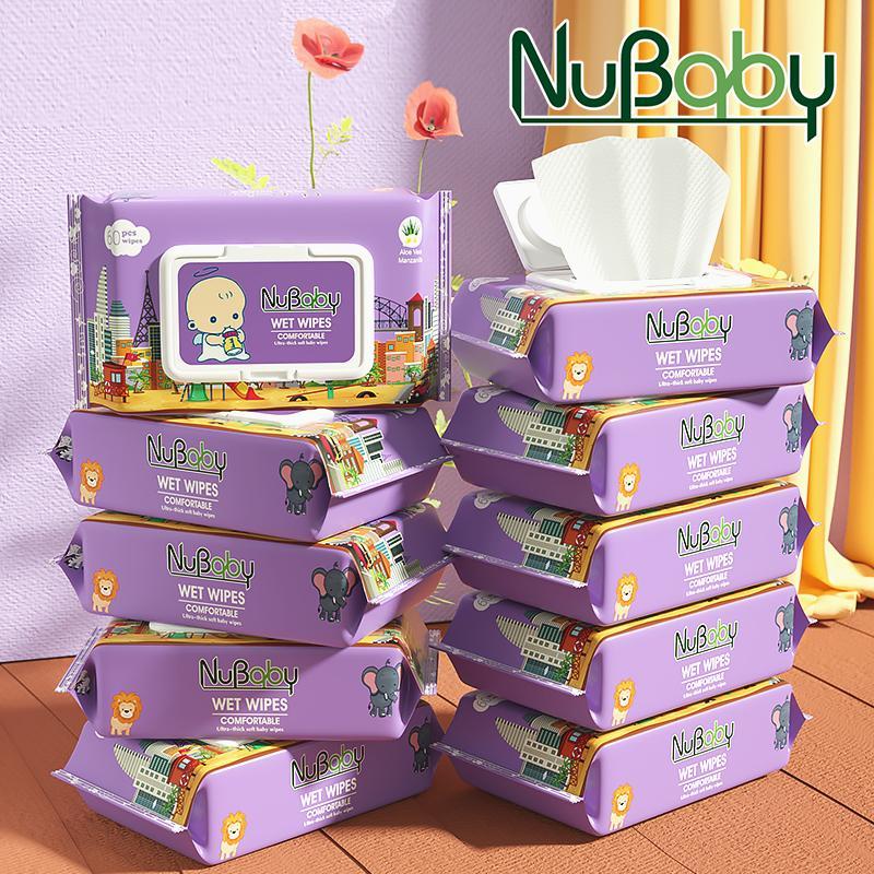 Khăn ướt gia đình tiết kiệm Thùng 10 gói 60 tờ khăn ướt NuBaBy chuyên dùng cho bé và gia đình không mùi không cồn an toàn khăn giấy ướt đa năng khăn ướt lau bếp khăn ướt gia dụng khăn ướt cao cấp khăn ướt an toàn khăn ướt bán chạy thùng khăn ướt