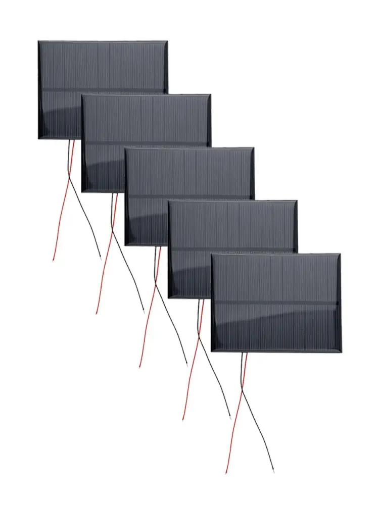5PCS Solar Panels with 10cm Wire 5V 200mA Photovoltaic Solar Cells Kit 110x80mm