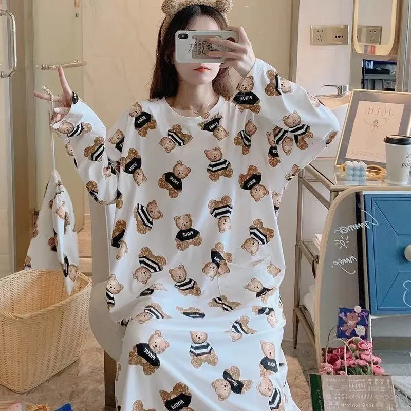 Baju Daster Lengan Panjang Wanita Motif Karakter Baju Tidur Cewek Impor Baju Santai Perempuan Baju Rumah Bahan Adem Korea Import 1