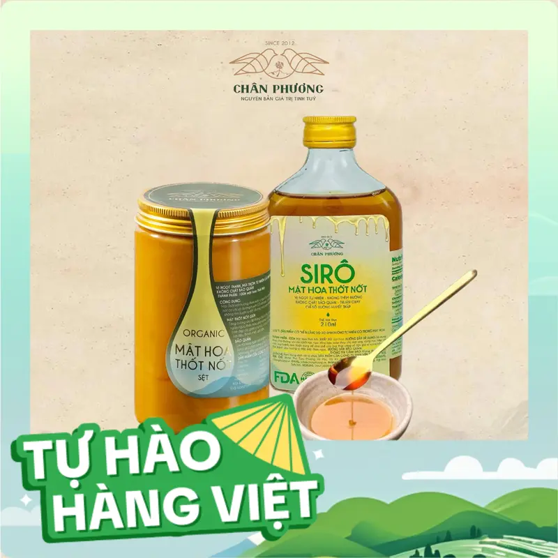 Chân Phương | Combo 1 Siro Mật hoa Thốt Nốt (265gr) + 1 Mật hoa Thốt Nốt cô đặc (500gr) 0