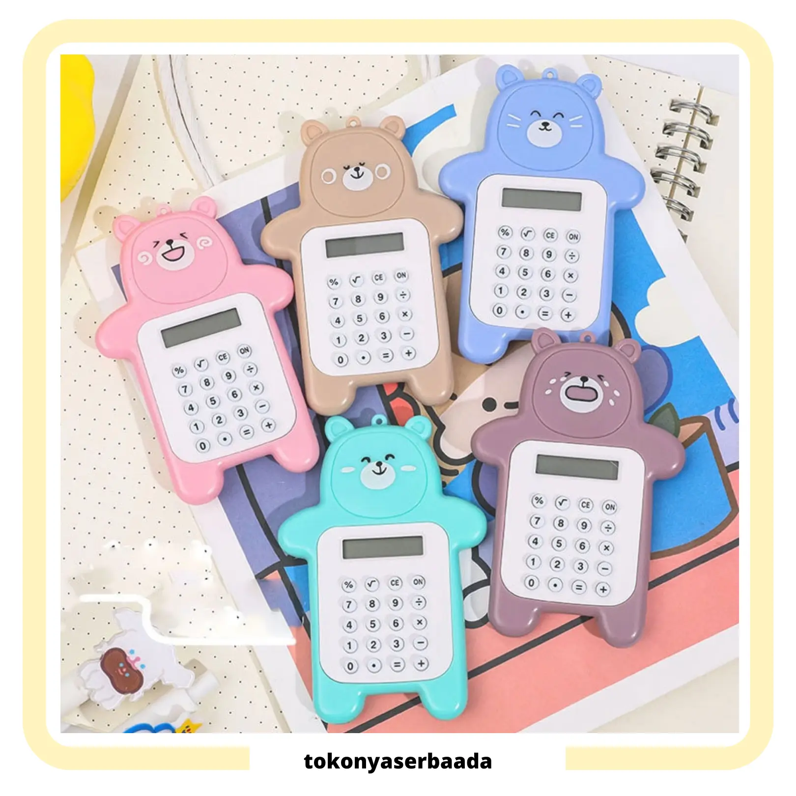 TSA Calculator Mini Portable Motif Bear Kalkulator Portable Mini Beruang Kalkulator Unik Kalkulator 8 Digit Mini Portable Kalkulator Beruang Tombol Karet Kalkulator Sekolah /Stationary Warna Warni