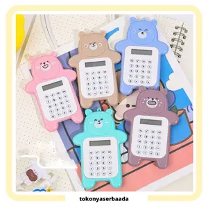TSA Calculator Mini Portable Motif Bear Kalkulator Portable Mini Beruang Kalkulator Unik Kalkulator 8 Digit Mini Portable Kalkulator Beruang Tombol Karet Kalkulator Sekolah /Stationary Warna Warni