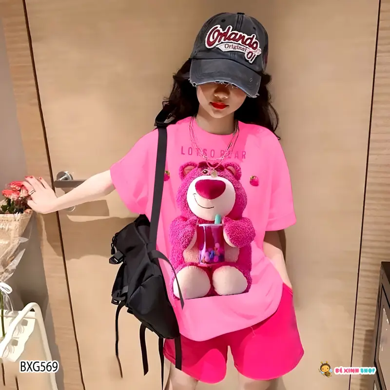 Đồ bộ Gấu Dâu Lotso Dễ Thương Cho Bé Gái 3