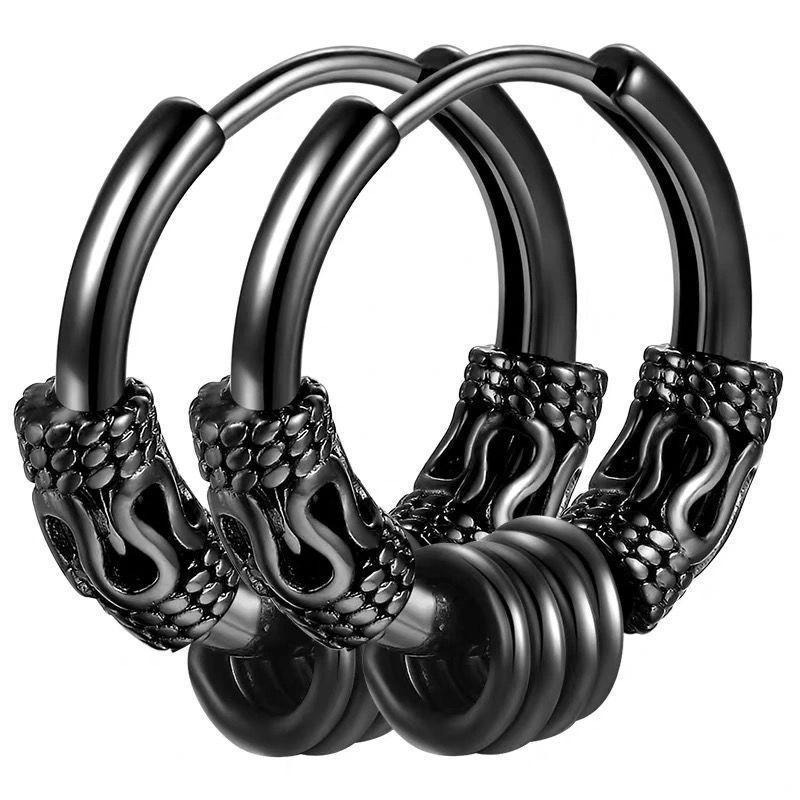 Bông Tai Punk Rock, Dành Cho Nam Và Nữ, Thép Không Gỉ Không Gây Dị Ứng, Vàng 18K, Đen, Bạc Sterling S925 Bông Tai Rồng / Khủng Long Cá Tính 6