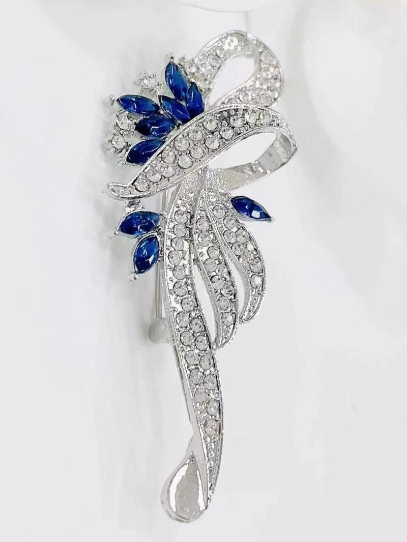 Product Introduction of Elegant Flower Design Brooch, Rhinestone Decorated Clothes Brooch, Fashion Accessories for Women & Girls, Trendy All-match & Exquisite Brooch for Birthday Gift 5