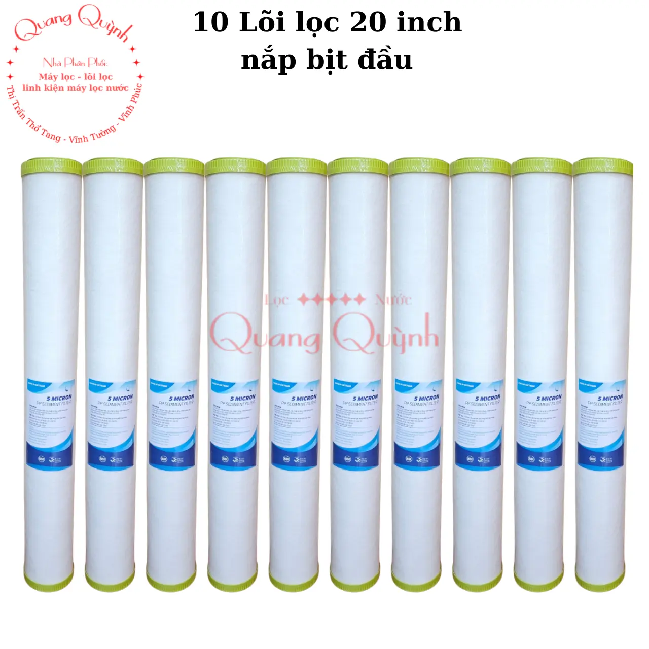 Bộ 10 lõi lọc 20 inch nắp bịt đầu 5 micron