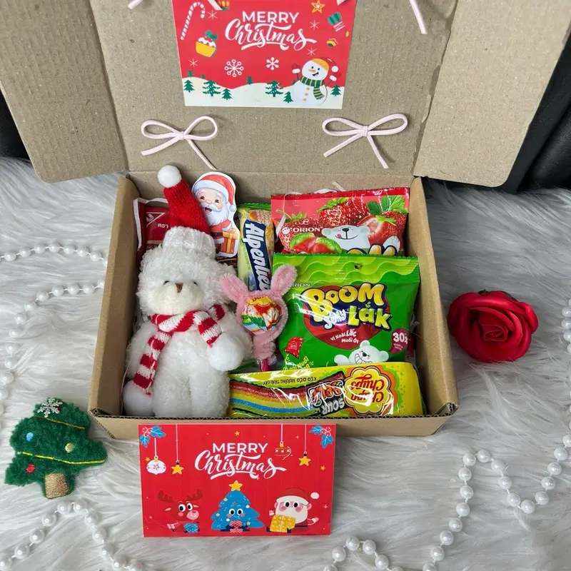 [ Sỉ 5 hộp] Hộp quà noel bản nhỏ làm quà tặng noel, quà tặng giáng sinh 1