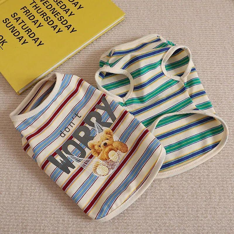 Product Introduction of Quần áo mùa hè cho chó và mèo, áo vest mỏng cho thú cưng, thoáng khí, sọc, thích hợp cho Bichon Teddy, mùa xuân và mùa hè, khách hàng lặp lại [1610] 1