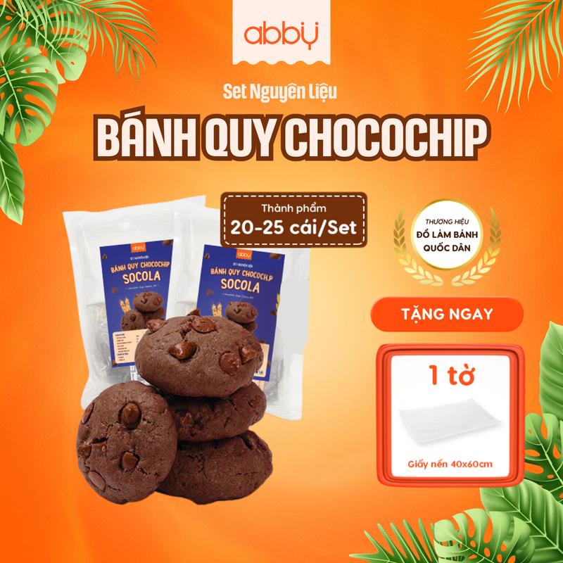 [TẶNG GIẤY NẾN][ĐA KHO] Set làm bánh Chocochip Cookie - ABBY nguyên liệu làm bánh quy tại nhà thành phẩm 20 chiếc - 3 vị