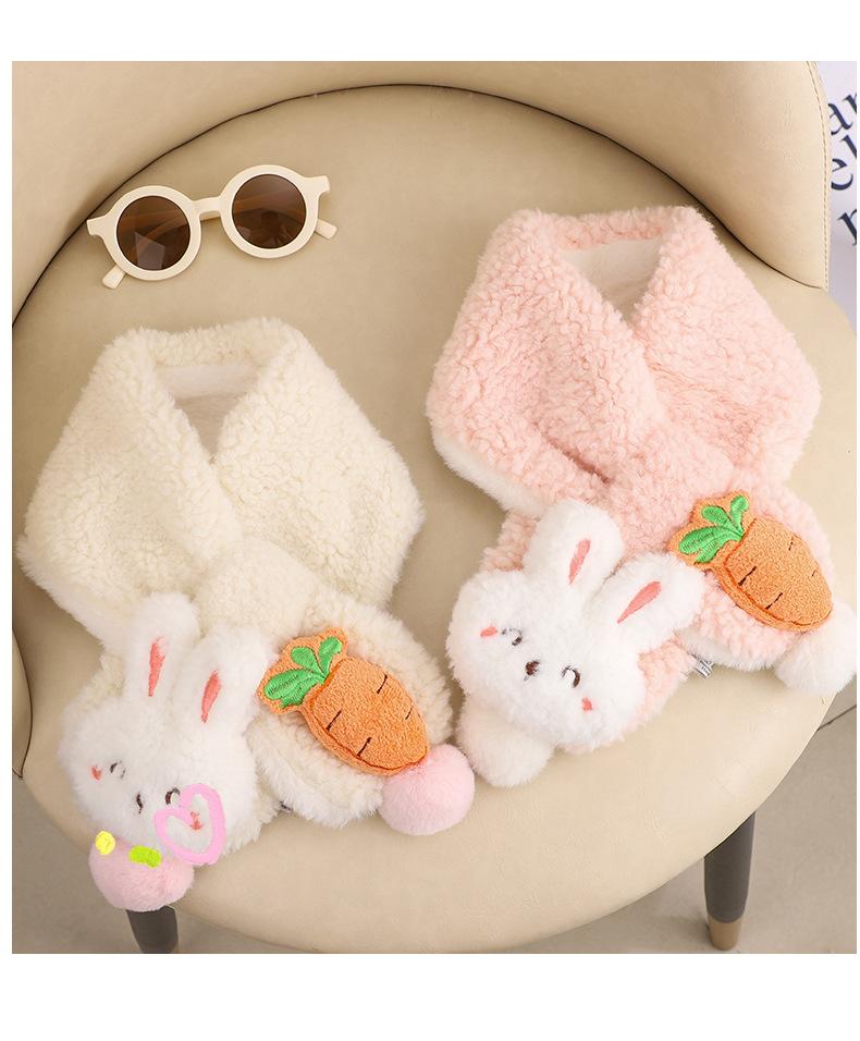 Product Introduction of Children's Scarf Autumn and Winter Baby Girl Cute Cartoon Rabbit Plush Scarf Korean Style Thickened Warm Neck Warmer Parent-Child 11