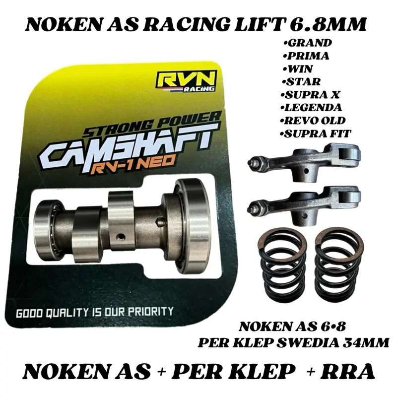 PAKET NOKEN AS CAM RRA RVN RACING SUPRA X LAMA GRAND REVO OLD WIN SUPRA FIT LAGENDA STAR PLUS PER KLEP SWEDIA - CAMSHAFT RVN RACING SUPRA GRAND WIN LAGENDA 6.8 MM