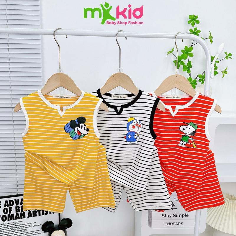 Bộ Ba lỗ Sọc 9-25KG Cho Bé Trai Bé Gái Bộ Quần Áo Sát Nách Thun Visco Co Giãn 4 Chiều Mềm Mát cho Bé thoải mái mặc hè Polo Có Cổ