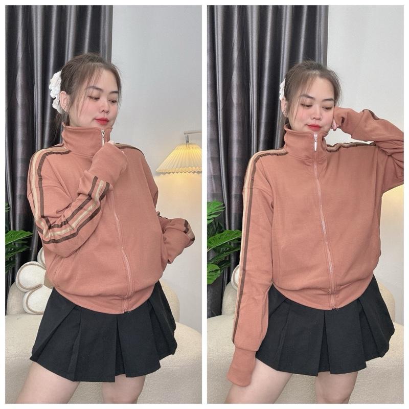 [K NÓN] Áo Khoác Nữ Sọc Tay 6 Túi Khóa Kéo- Nhung Nguyễn Top Jacket Women 2