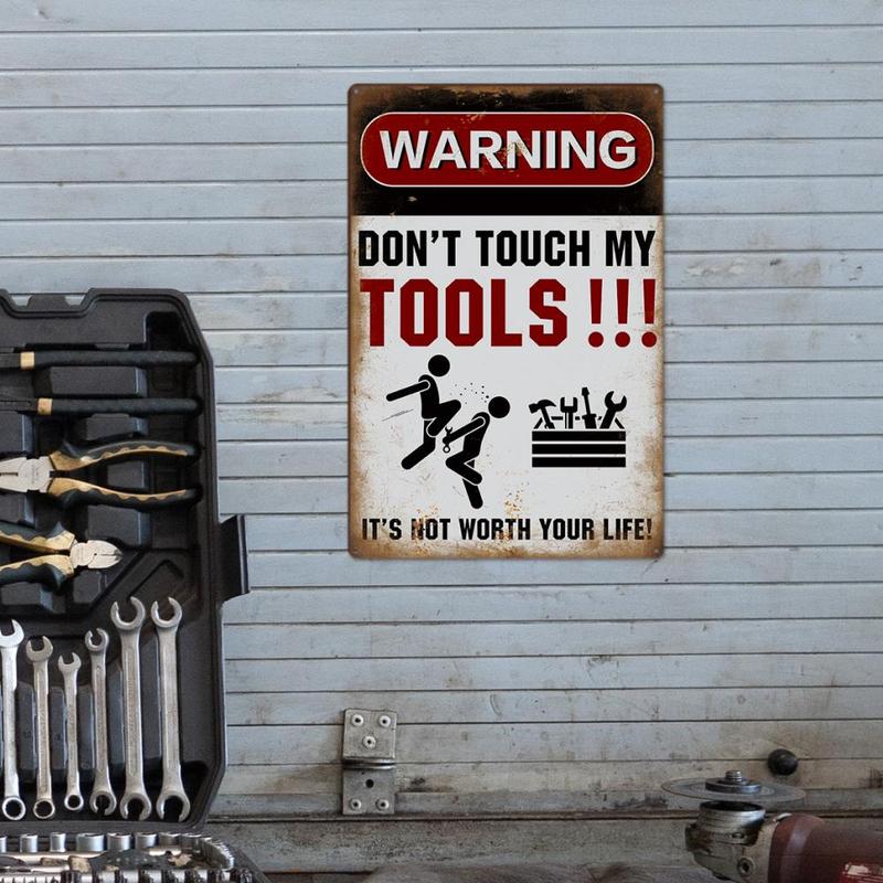 Vintage Slogan Graphic Metal Iron Warning Sign for Dressers for Bedroom, 1 Count Waterproof Wall Hanging Sign for Home Living Room Bedroom Decor, Room Accessories 3