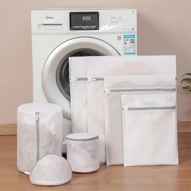 Grey Zipper Laundry Bags Fine Mesh Dirty Clothes Storage Organize Bag Clothes Protect Laundry Pouch For Washing Machine