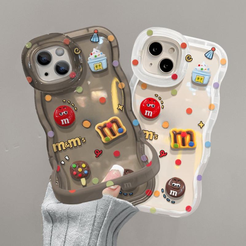 Ốp Điện Thoại Hạt Đậu M & M, Màu Đen Và Trắng, Tương Thích Với iPhone 15, 14, 13, 12, 11, Pro Max, XR, X, XS Max, 15Plus, 14Plus, X, XR, XS Max, Giá Đỡ Đôi Băng Dài, Chất Liệu Silicon Mềm, Ốp Lưng Chống Sốc Case