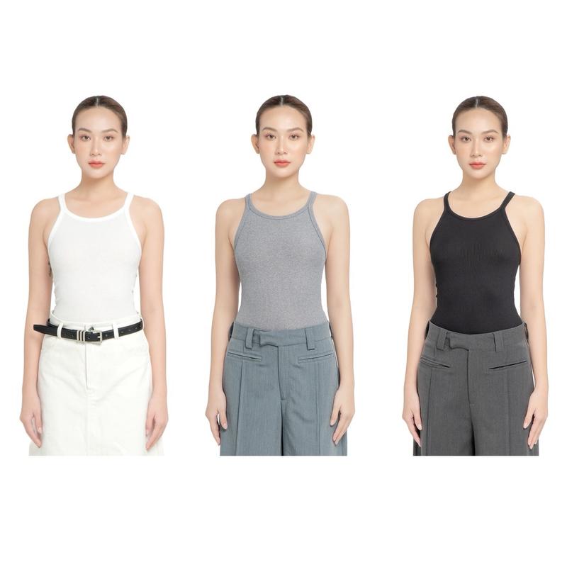 GIO VERITAS - ÁO THUN BA LỖ VIỀN SỐNG LƯNG co giãn cực tốt, phong cách basic Nữ Women Top Voi Voan ao2day croptop aoba lo aobalo 5