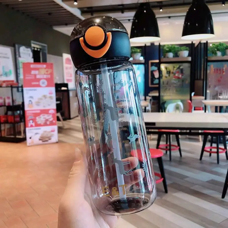 Botol Minum Plastik anak Gambar Perahu 750ml dengan Sedotan dan Tali Kitchenware Bottles 7