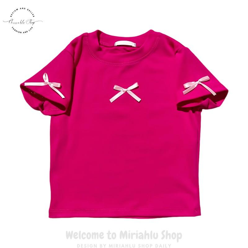 Product Introduction of Áo Thun Croptop Borip Nữ Form Basic Cổ Tròn Tay Ngắn Raglan Phối 2 Màu Đính Nơ Women Sen 29