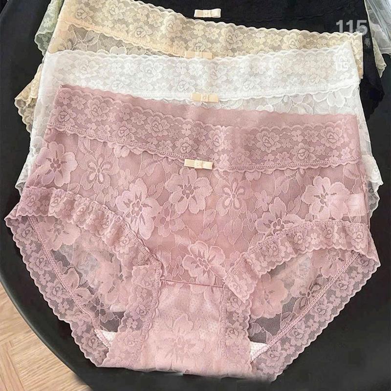 Set 10 quần lót nữ có tách lẻ set 5 quần ren lụa cao cấp họa tiết hoa mai phối ren điệu đà đáy kháng khuẩn QL227 Voan Women